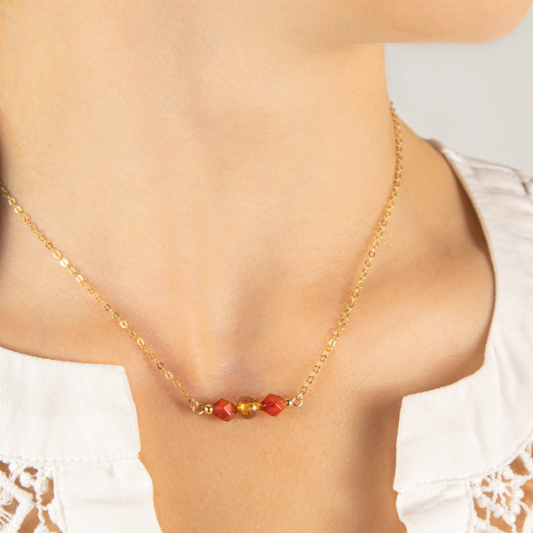 Carnelian Crystal Necklace, Rutilated Quartz Crystal Minimalist Necklace, Fears and Foiba's Protection Necklace