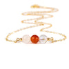 Carnelian Crystal Necklace, Rose Quartz, and Aura Quartz Minimalist Necklace, Fertility and Concepcion Support